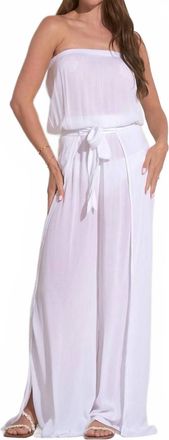 Elan Strapless Wide Leg Jumpsuit In White
