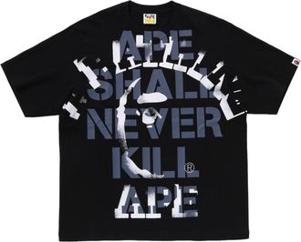 A Bathing Ape Spray Print College Relaxed Fit T-Shirt Black 1L30-110-329-BLK