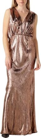 Mes Demoiselles... Kleedjes, Dames, Bruin, S, Bronzen Maxi Jurk met Glamour