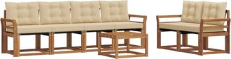 vidaXL Conjunto De Sof&aacute;s De Exterior 7 Uds. Natural Y Beige Vidaxl