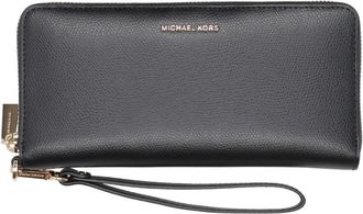 Michael Kors Accessoires, Dames, Zwart, ONE Size, Leer, Jet Set Travel Grote Leren Continental Portemonnee