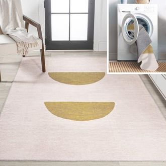 Jonathan Y Designs Luola Minimalist Geometric Machine-Washable Area Rug in Cream/moss at Nordstrom, Size 3Ft 0In X 5Ft 0In