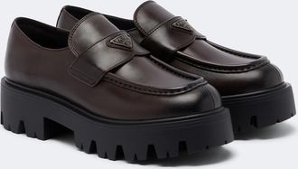 Prada Logo leather platform loafers