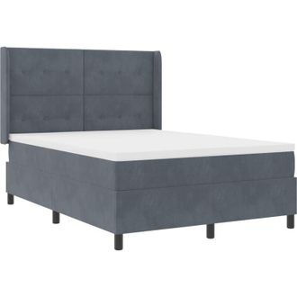 vidaXL vidaXL Box Spring Bed with Mattress & LED Dark Grey 140x200 cm Velvet