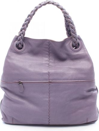 Bottega Veneta Purple Leather Handbag Tote Bag (Pre-Owned)
