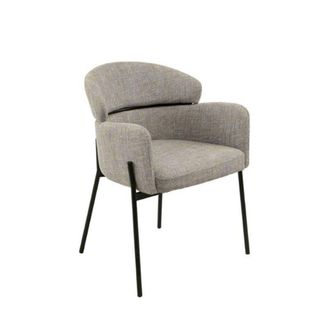 Koketto Home Silla tapizada color topo con respaldo alto y reposabrazos