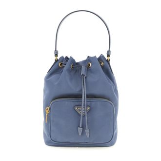 Prada Nylon Drawstring Bucket Bag - Dames - Tassen - Blauw - Maat: ONE Size Nylon