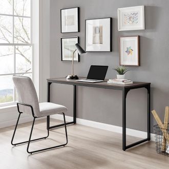 Furniturebox Kendrick 140cm Melamine Coated Home Office Computer Desk with Black Legs