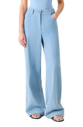 Akris Cooper High Waist Wide Leg Jeans in Sky Blue Denim at Nordstrom, Size 10
