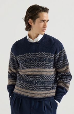 Brunello Cucinelli Alpaca, cashmere and wool nordic jacquard sweater in Chestnut at Nordstrom, Size 58