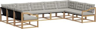 vidaXL Set Di Divani Da Esterno 9 Pz Bianco E Grigio Chiaro Vidaxl
