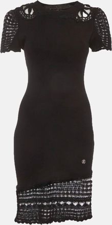 Roberto Cavalli Black Mohair And Knit Mini Dress