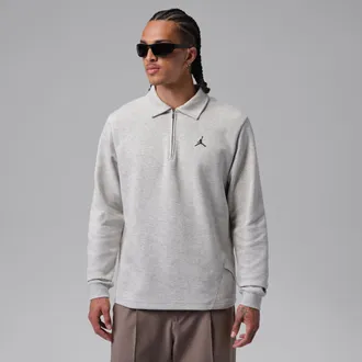 Nike Jordan Mens Jordan 1/2-Zip Collared Long-Sleeve Golf Top in Grey | IQ1392-050
