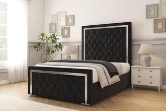 Comfort Beds Sofia Chrome Plush Bed Frame With Mattress-50 Upholstered in Black | Size: Single
