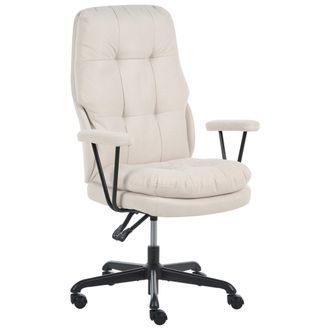 Beliani Silla De Oficina Con Tapizado De Tela Inclinable Con Bloqueo De Posici&oacute;n Giratoria 360&deg; Altura Ajustable Blanco Crema Melocush