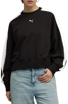 Puma T7 Oversize Crewneck Sweatshirt in Puma Black at Nordstrom Rack, Size Large