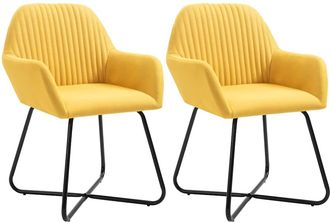 vidaXL Sillas De Comedor 2 Unidades Tela Amarillo Vidaxl