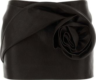 Magda Butrym Leather Skirts, female, Brown, Size: 2XS Rose Detail Leather Mini Skirt