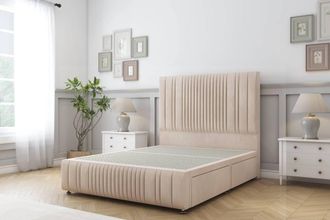Sloomy Kingsley Naples Divan Base No Drawers-54 Headboard & 12 Footboard in Light Sand | Size: Single