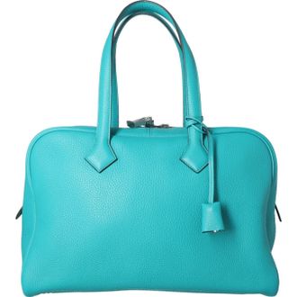 Herm&egrave;s Victoria II 35 Top Handle Bag - Turquoise