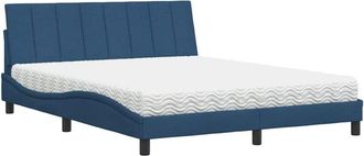vidaXL Vidaxl - Cama Con Colch&oacute;n De Tela Azul 160x200 Cm