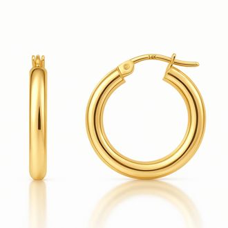 MAX + STONE Solid 10k or 14k Gold 2mm Thick Tube Hoop Earrings 12MM to 50MM