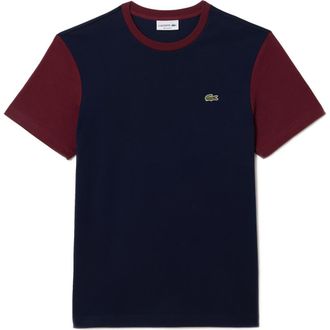 Lacoste Regular Fit Colorblock Cotton T-Shirt in Marine/Zinc at Nordstrom, Size 9