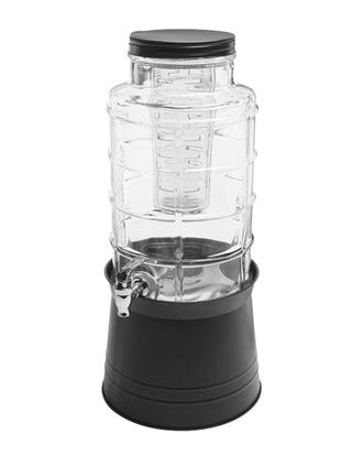 Circleware Jay Import Company Big Window Beverage Dispenser With Ice Insert, Fruit Infuser & Galvanized Base