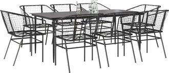 vidaXL Vidaxl - Juego De Comedor Jard&iacute;n 9 Piezas Rat&aacute;n Polivin&iacute;lico Negro