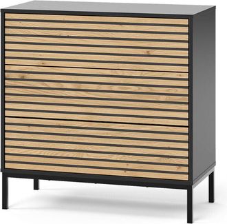 Vicco Cassettiera Eliza, Nero/quercia, 80 x 81.2 cm 2 cassetti Vicco