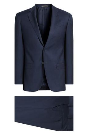 Emporio Armani G-Line Slim Fit Blue M&eacute;lange Wool Suit in Solid Medium Blue at Nordstrom, Size 46 Us