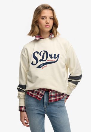 Superdry Sweatshirt SUPERDRY VARSITY SCRIPT LOOSE CREW, Damen, Gr. XL, cream, Sweatware, Obermaterial: 100% Baumwolle, bedruckt, relaxed fit normal, Rundhals, 