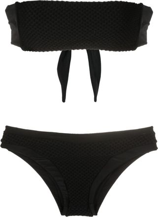 Amir Slama textured bandeau bikini - women - Polyamide/Elastane - GG - Black