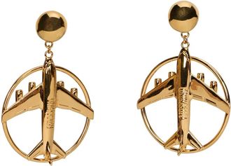 Moschino Oorstekers met vliegtuigversiering - Dames - Oorbellen - Geel - ONE Size - Accessoires
