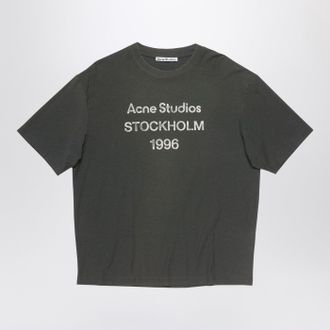 Acne Studios Logo-T-Shirt mit entspannter Passform, verblasstes Schwarz