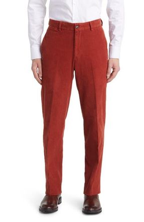 Berle Flat Front Corduroy Dress Pants in Rust at Nordstrom, Size 35