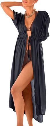 Lascana Womens Short Sleeve Cover Up in Black at Nordstrom, Size 10
