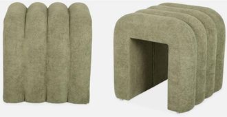 Sweeek Sweeek - Puff Contempor&aacute;neo De Tela, Set De 2, Ito, Verde, 40x38x40 Cm