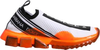 Dolce & Gabbana White Orange Slip On Sorrento Sneakers Womens Shoes (Pre-Owned)