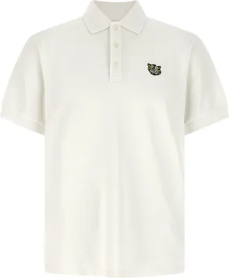 Kenzo Wild Tiger Gots Polo Bianco-Uomo