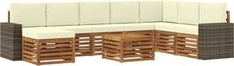 vidaXL Conjunto De Sof&aacute;s De Exterior 9 Uds. Natural Y Crema Vidaxl