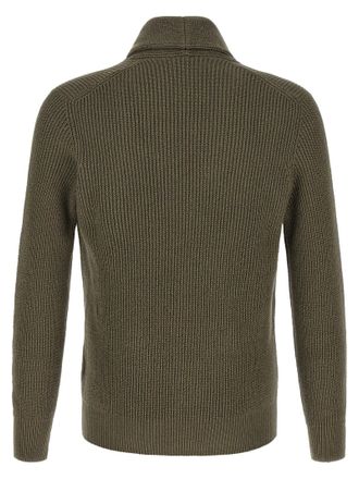 Brunello Cucinelli English Rib Malfil&eacute; Cotton Cardigan - Olive Green