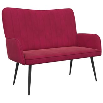 vidaXL Sof&aacute; De 2 Plazas Rojo Vino 115 X 61 X 87 Cm Terciopelo Vidaxl