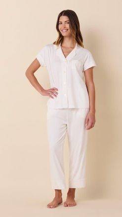 The Cats Pajamas Pima Knit Capri Set in White at Nordstrom, Size X-Large