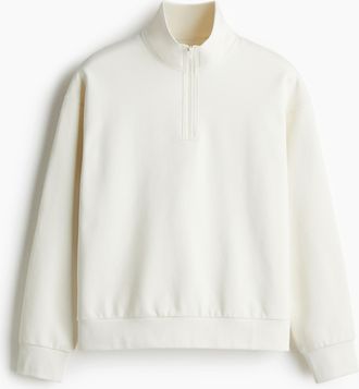 H&M Sweatshirt mit Zipper in Loose Fit - White