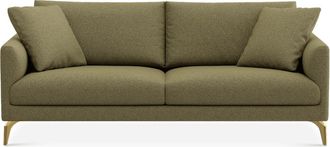 Castlery Lena Sofa Customized, (Performance Boucle) Moss (Brass Legs), Spill Resistant, Removable Covers for Sofas, Green, Castlery