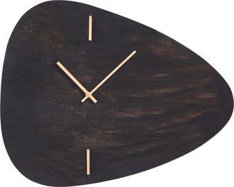 Beliani Reloj De Pared De Madera De Mango 71 X 61 Cm Con Detalles Dorados Madera Negro Loktak