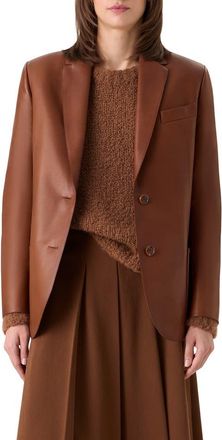Akris Kora Leather Jacket in Vicuna at Nordstrom, Size 12