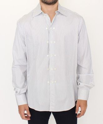Ermanno Scervino Mens Classic Stripe Dress Shirt - White Cotton - Size EU 50 (Mens)