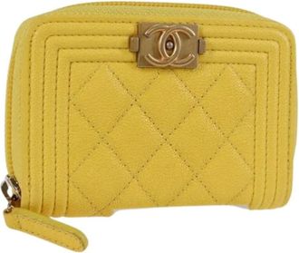 Chanel Pre-owned Wallets, female, Yellow, Size: ONE SIZE Pre-owned Leather Wallet